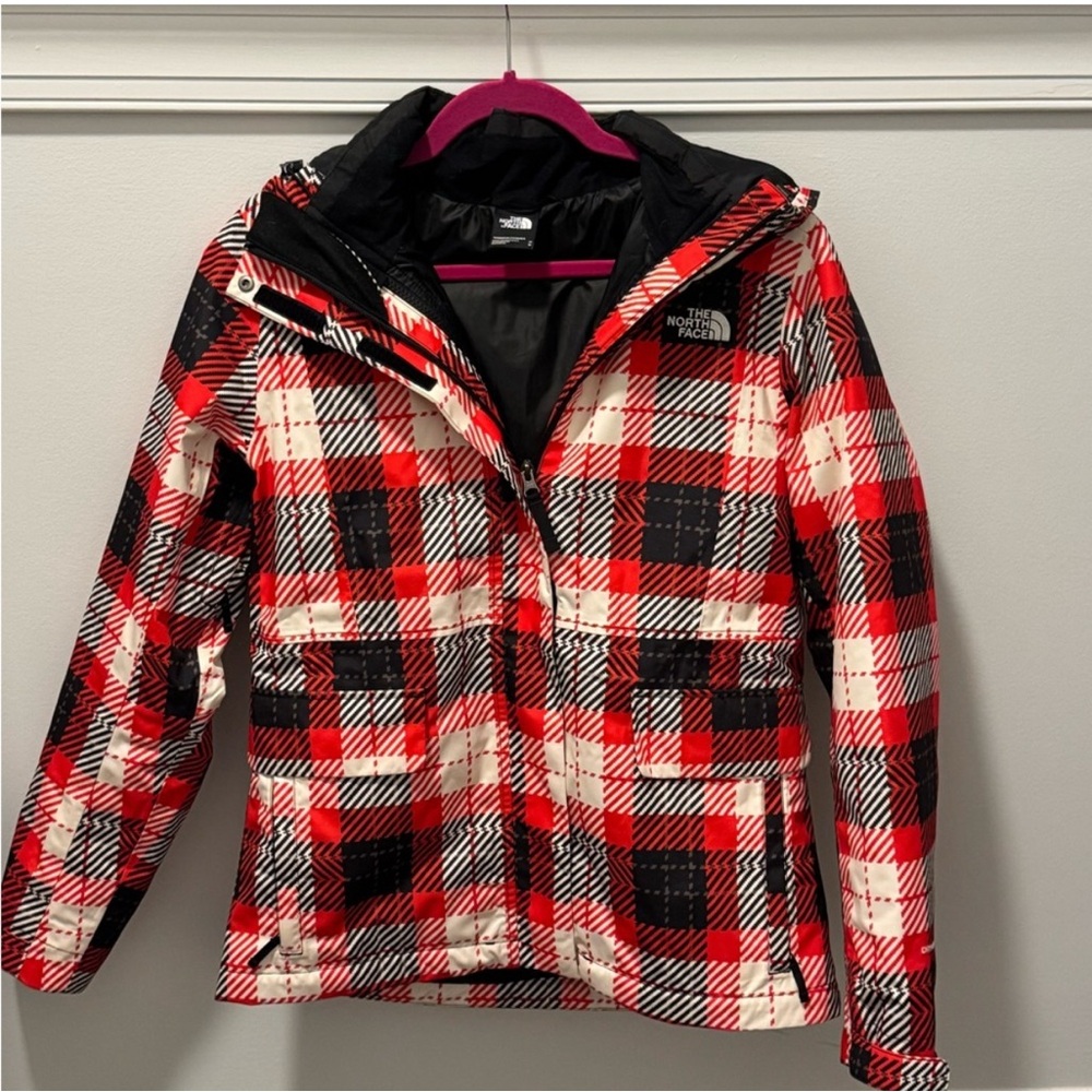 The North Face Red and Black Plaid Ski Jacket